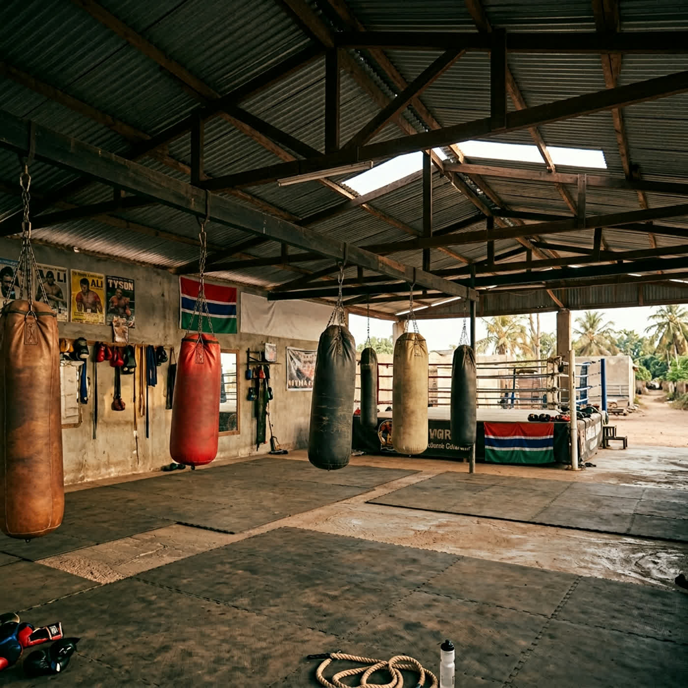 Fight Camp boksen en krachttraining in Brufut, Gambia